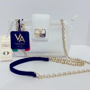 Genuine Pebble Leather White Crossbody Purse